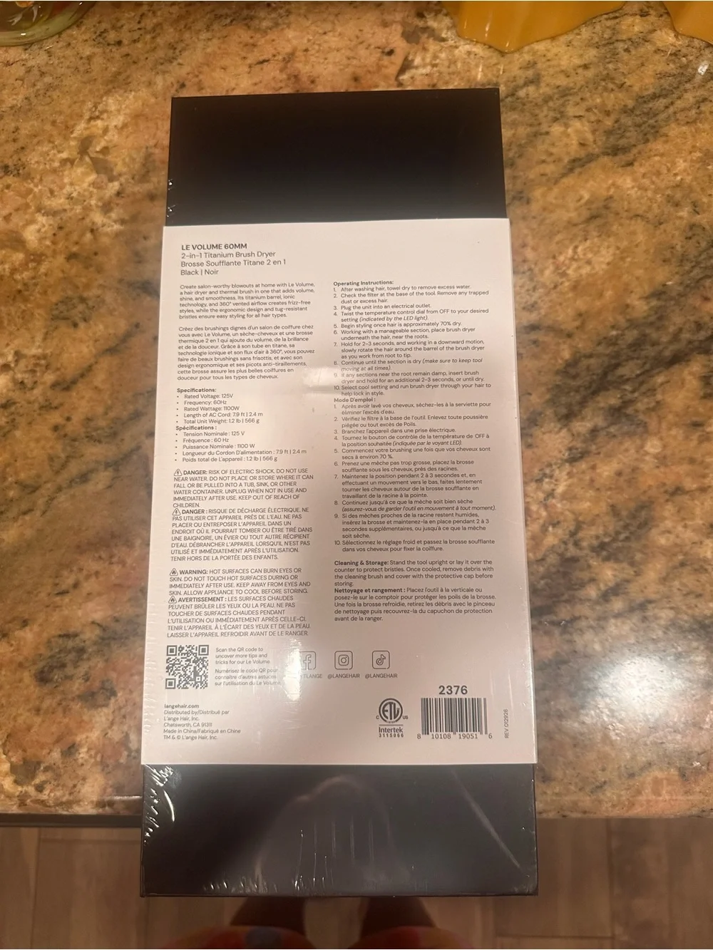 Lange Le Volume 60mm 2-in-1 Titanium Brush Dryer - Black New in Box